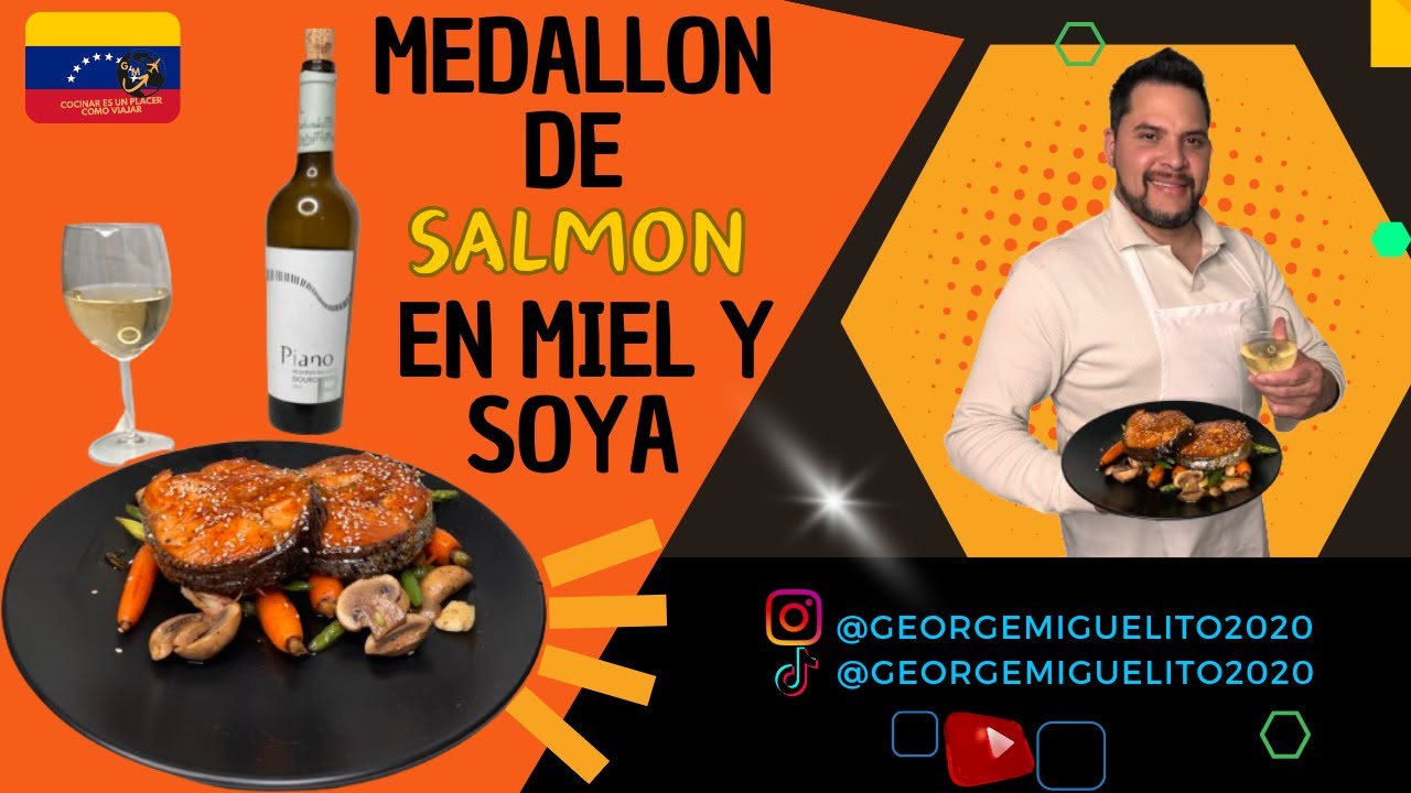 medallon de SALMON en miel y soya