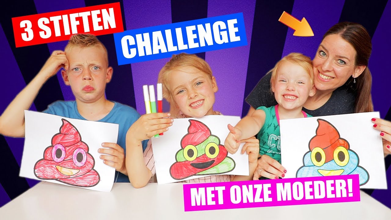 3 STIFTEN CHALLENGE met onze MOEDER!! [3 Marker Challenge] ♥DeZoeteZusjes♥