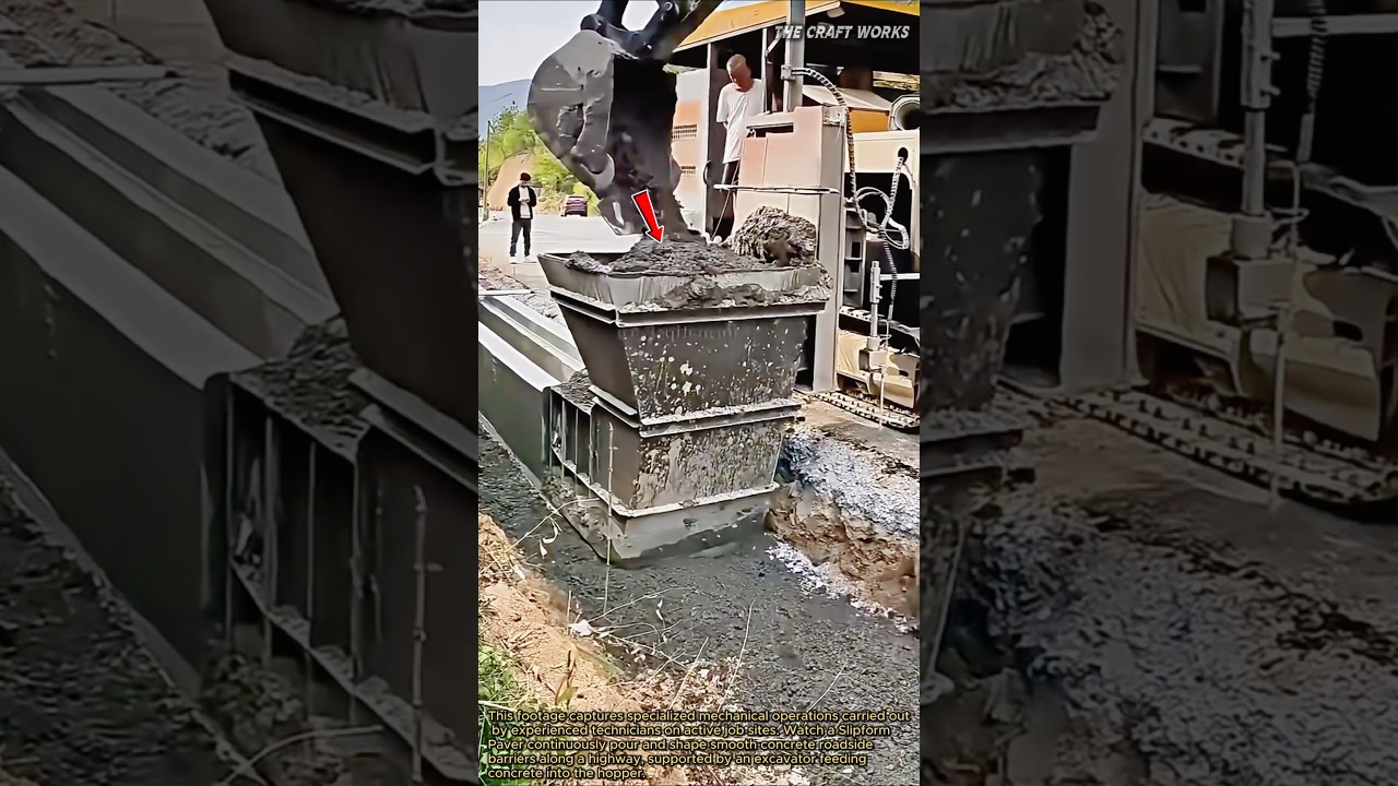 Continuous Concrete Barrier Machine #industrial #machinery #skills #concrete #heavyequipment