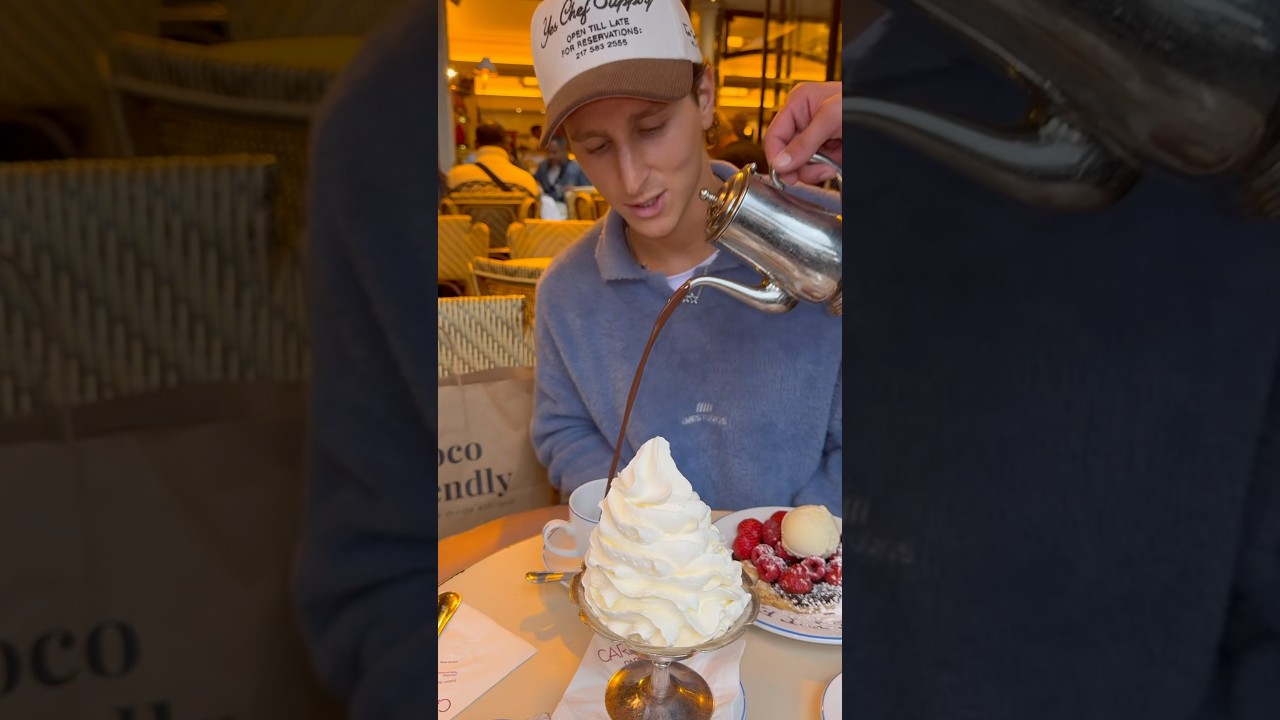 Trying what people say is the best hot chocolate in Paris! 📍Carette #hotchocolate #paris