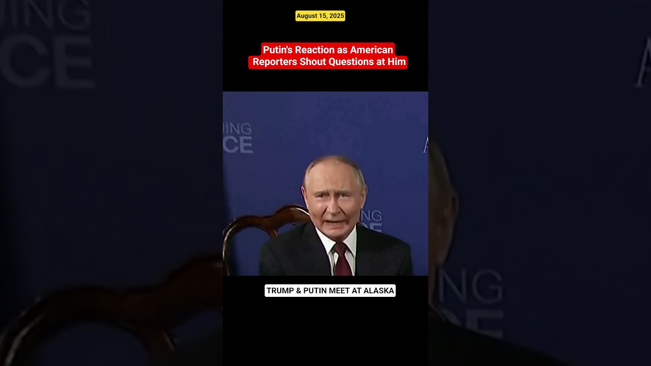 Putin's Reaction as American Reporters Shout Questions at Him, Trump & Putin Meet at Alaska