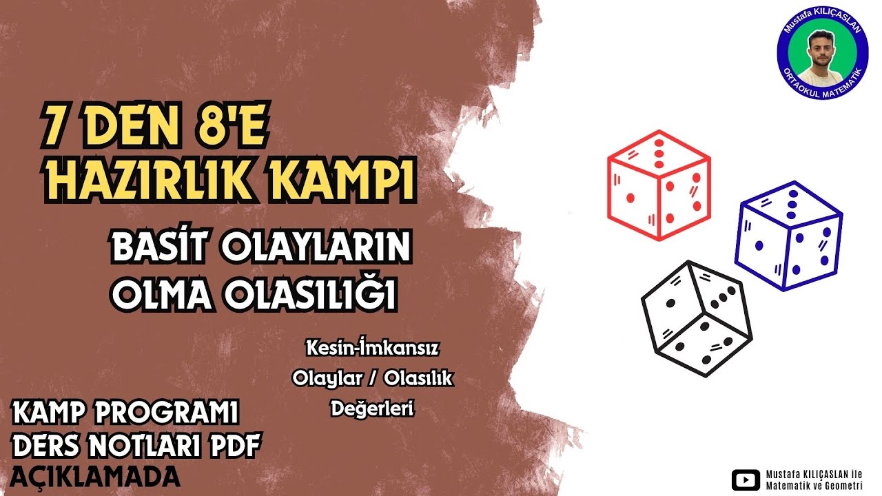 2026 LGS Yaz Kampı | Basit Olayların Olma Olasılığı | Kesin-İmkansız Olay ve Olasılık Değerleri #lgs