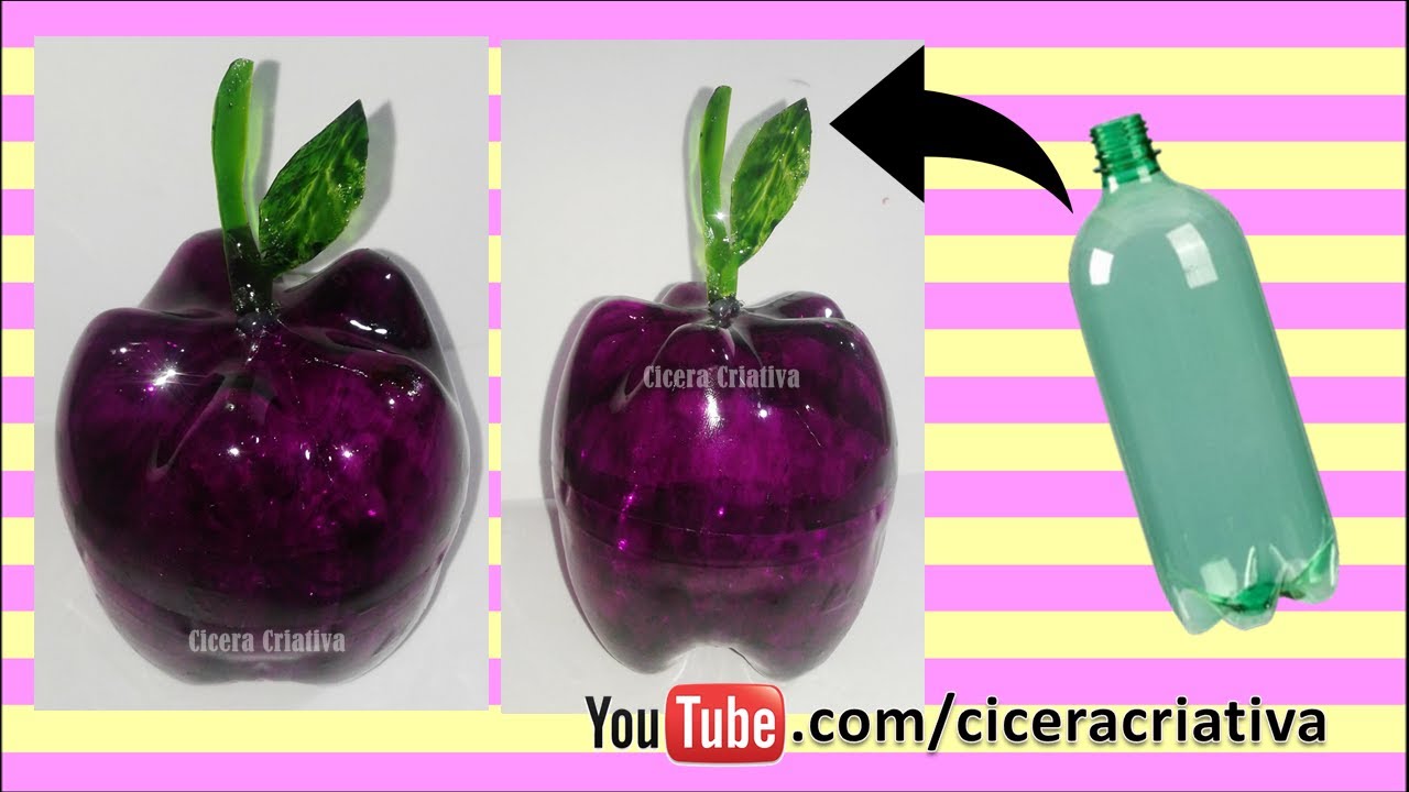 Como fazer uma maçã de garrafa pet e pintar ela, deixando um colorido transparente - Garrafa pet