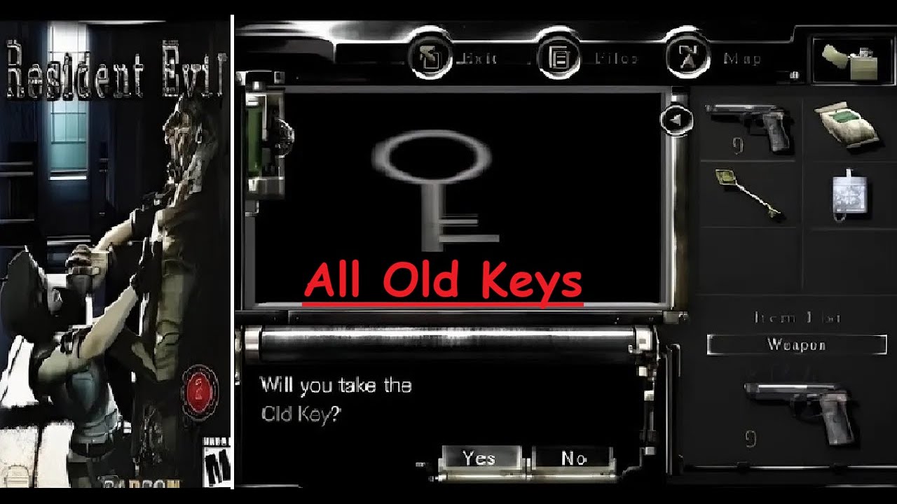Resident Evil 1 Remake All 5 Old Keys رزدنت ايفل 1 كل المفاتيح القديمة