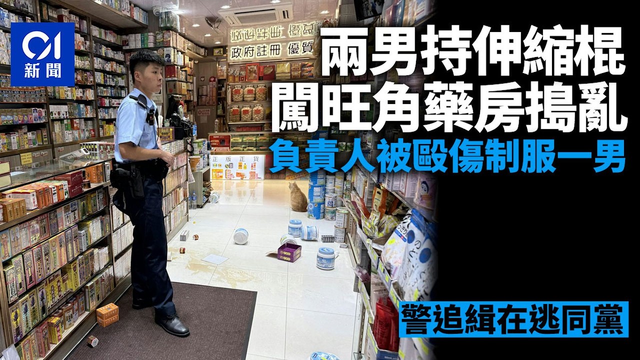 【01秒看新聞】兩男闖旺角藥房持伸縮棍搗亂　毆傷負責人　警拘一男追緝同黨｜01新聞｜旺角｜藥房｜伸縮棍｜搗亂｜糾紛