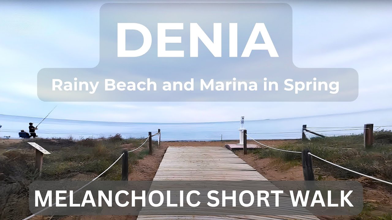 A Cloudy Melancholic Spring Day at Playa Las Marinas and the Marina in Denia, Spain