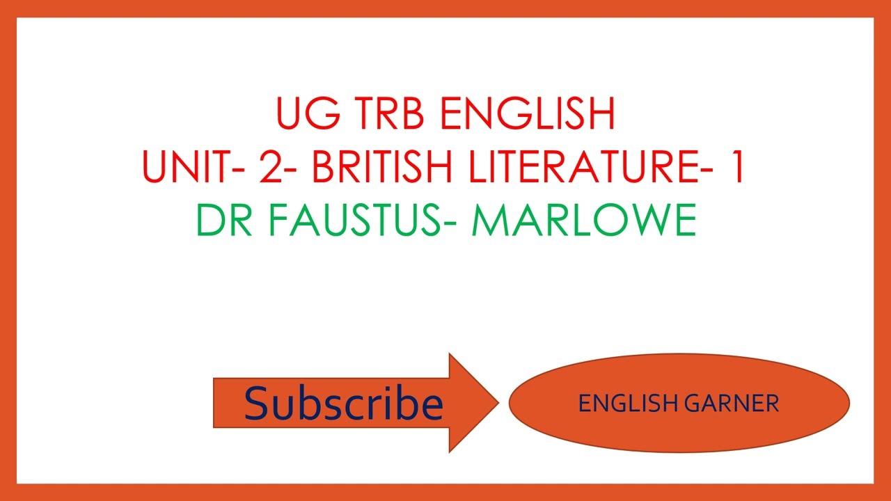 DR FAUSTUS MCQS BY MARLOWE | UNIT - 2 | UG TRB | PG TRB ENGLISH