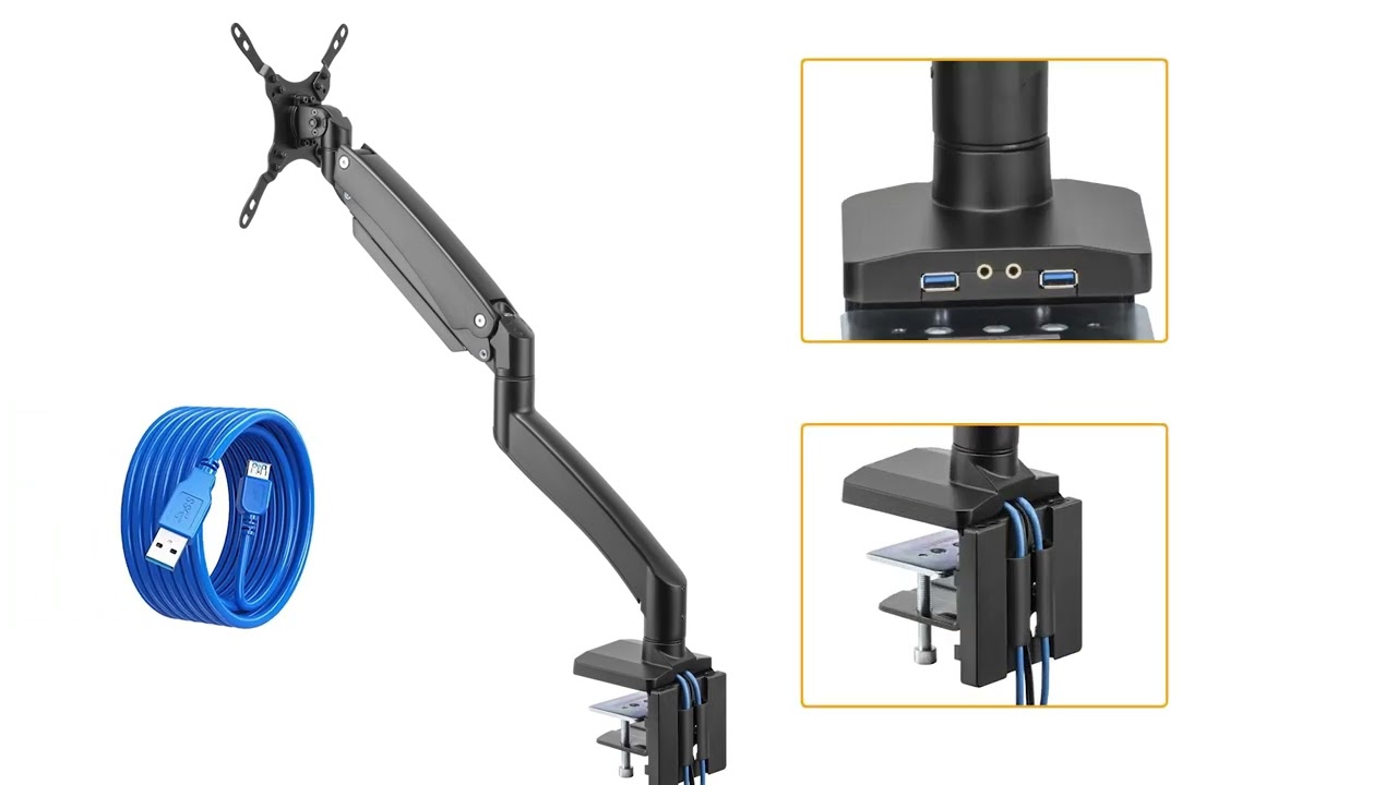 Super Heavy-Duty Swivel Single Monitor Arm Stand 17''-49'' Screen,Support Samsung G9- PrimeCables&reg;