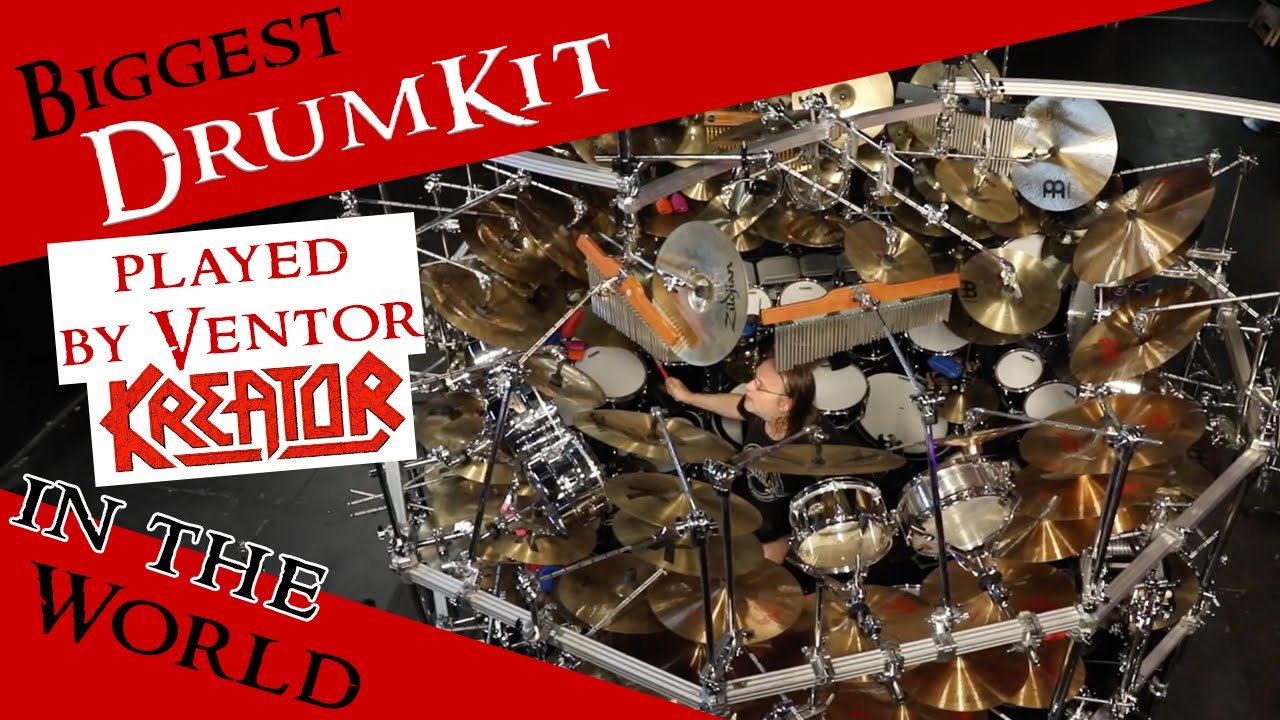 Ventor from Kreator playing the Biggest Drumkit in the World at Turock in Essen, Germany