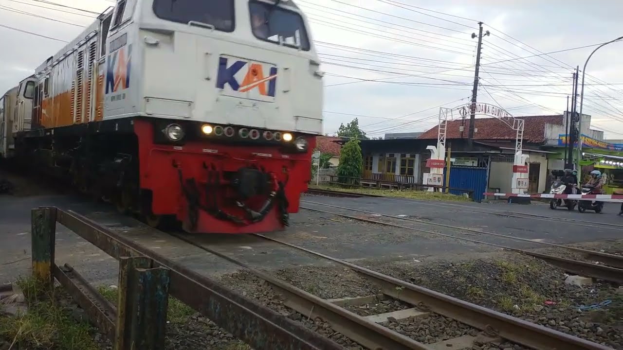 Melihat Kereta api Melintasi dari dekat #keretaapiindonesi #lokomotif #railfansindonesia 
