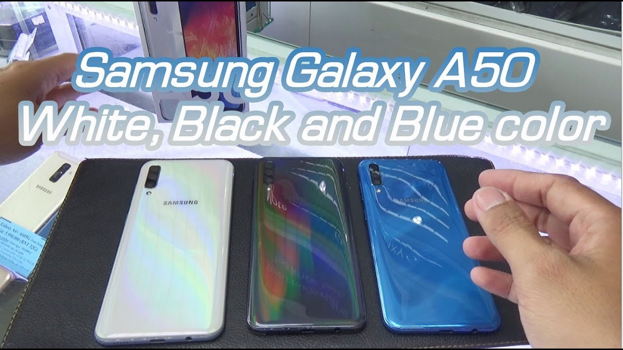 Samsung Galaxy A50 White, Black and Blue color