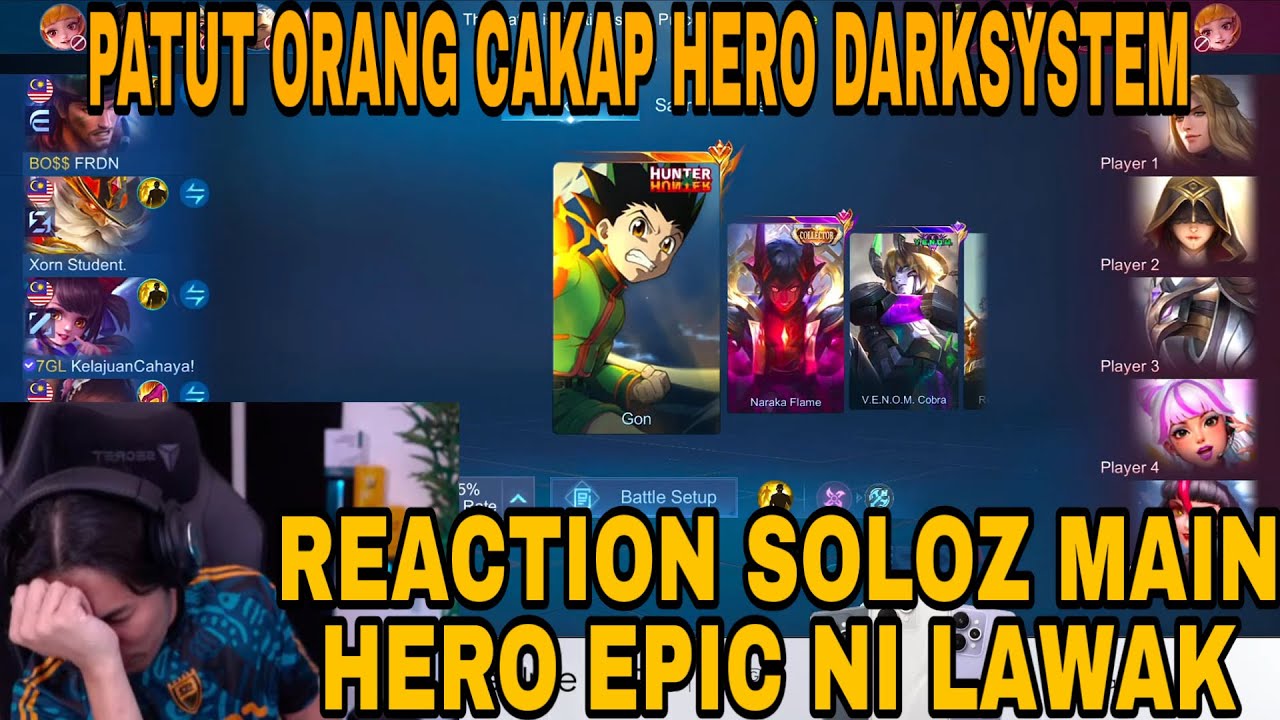 REACTION LAWAK SOLOZ MENYESAL MAIN HERO NI ! PATUT RAMAI CAKAP HERO DARKSYSTEM
