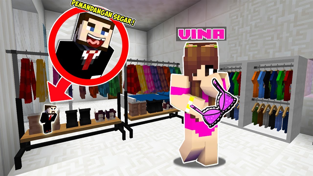 AKU KECILIN BADANKU DAN MENYELINAP NGINTIP KAK VINA GANTI BAJU TANPA DIA SADARI DI MINECRAFT !!!