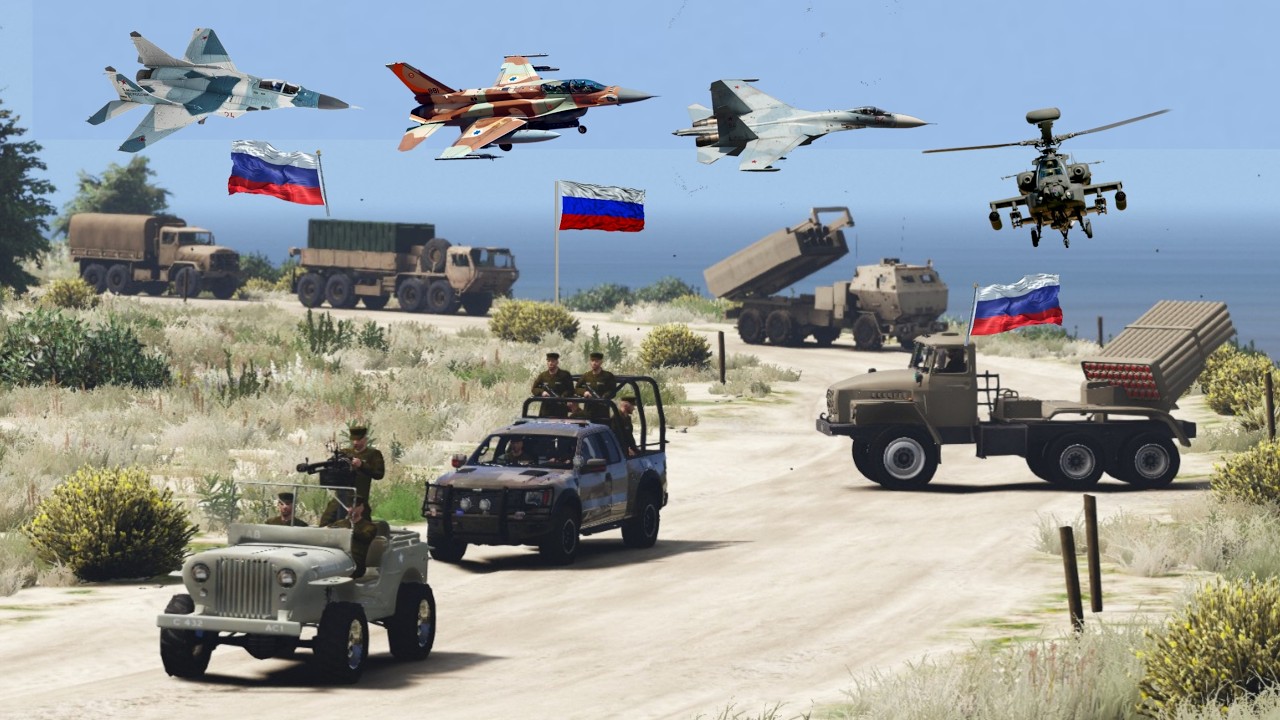 Israeli F-35 Stealth Jets & Helicopters Attack on Irani Army Weapon Supply Convoy - GTA 5 Simulation