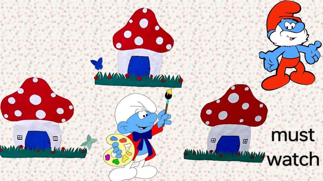 Smurfs mashroom Ghar...👌cute paper house.. #smurfs #paperhouse #viral @chandakiartshala