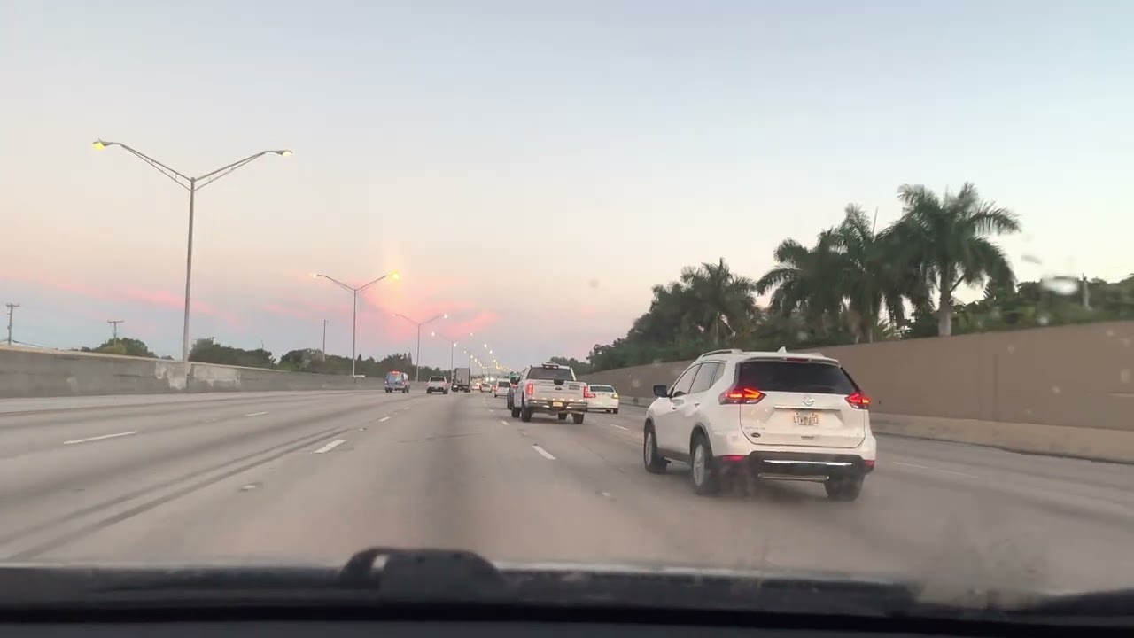 Driving from Kendall, Florida to Hollywood and West Miami, Florida
