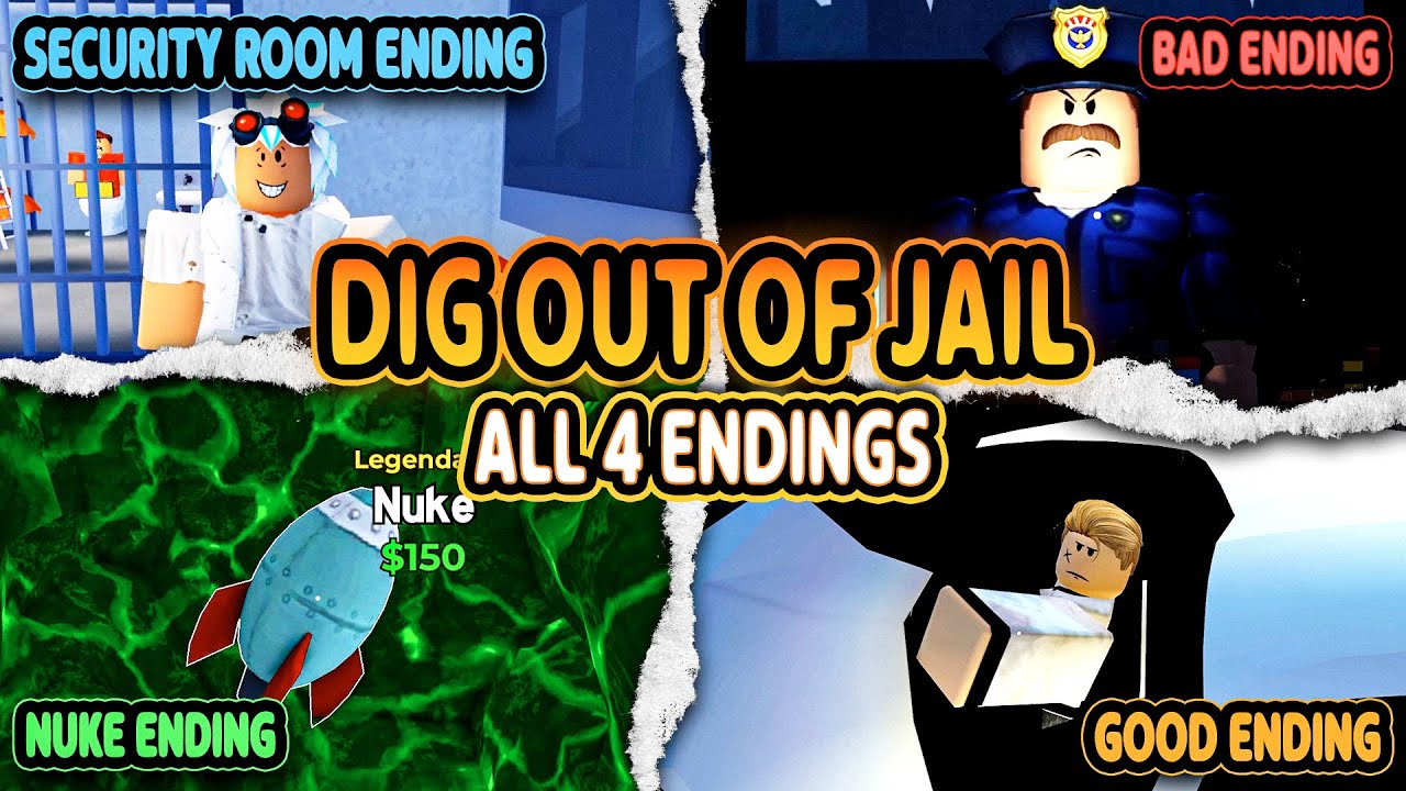 DIG OUT OF JAIL  ▷▶  All 4 Endings | Roblox