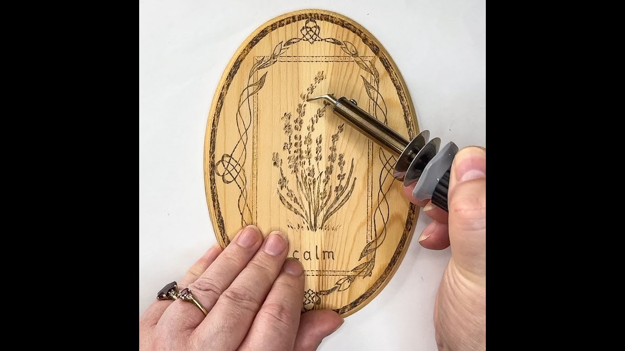 Wood-burning project: A lavender patch on a small wooden plaque