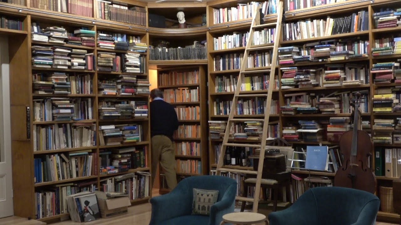 Making a secret door in library shelves, rolling ladder and domed ceiling