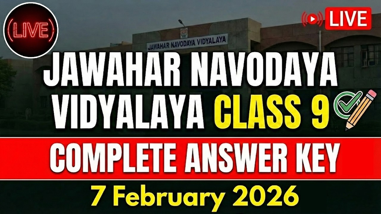 Navodaya Class 9 Answer Key 2026 LIVE|Complete Answer Key + Cut Off Discussion|Full Solution|JNV