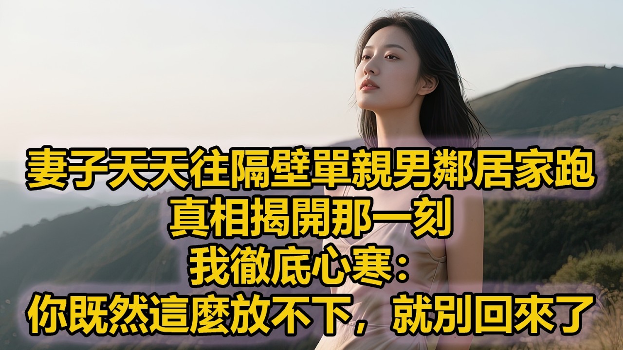 妻子天天往隔壁單親男鄰居家跑，真相揭開那一刻，我徹底心寒：你既然這麼放不下，就別回來了