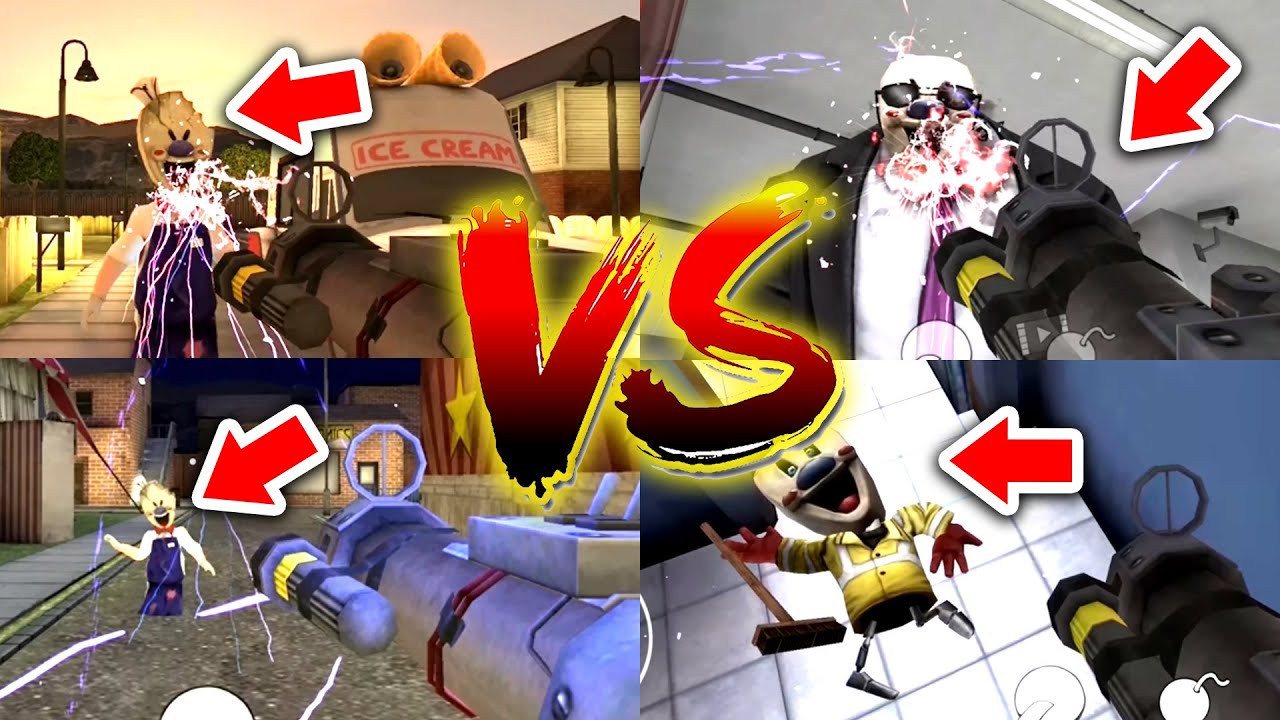 Ice Scream 4 Electrogun VS Ice Scream 3 Electrogun