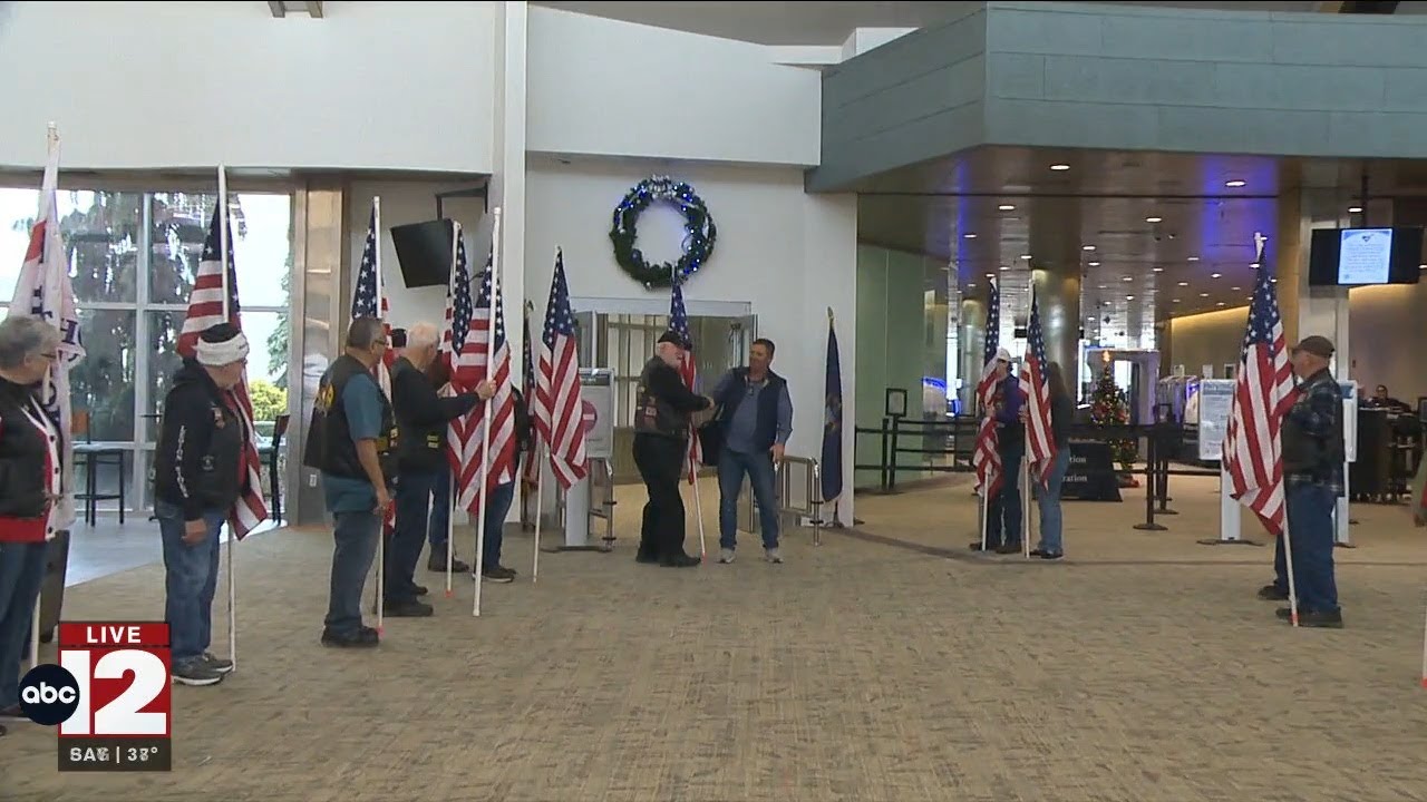 Patriot Guard Riders welcome veterans at MBS Airport