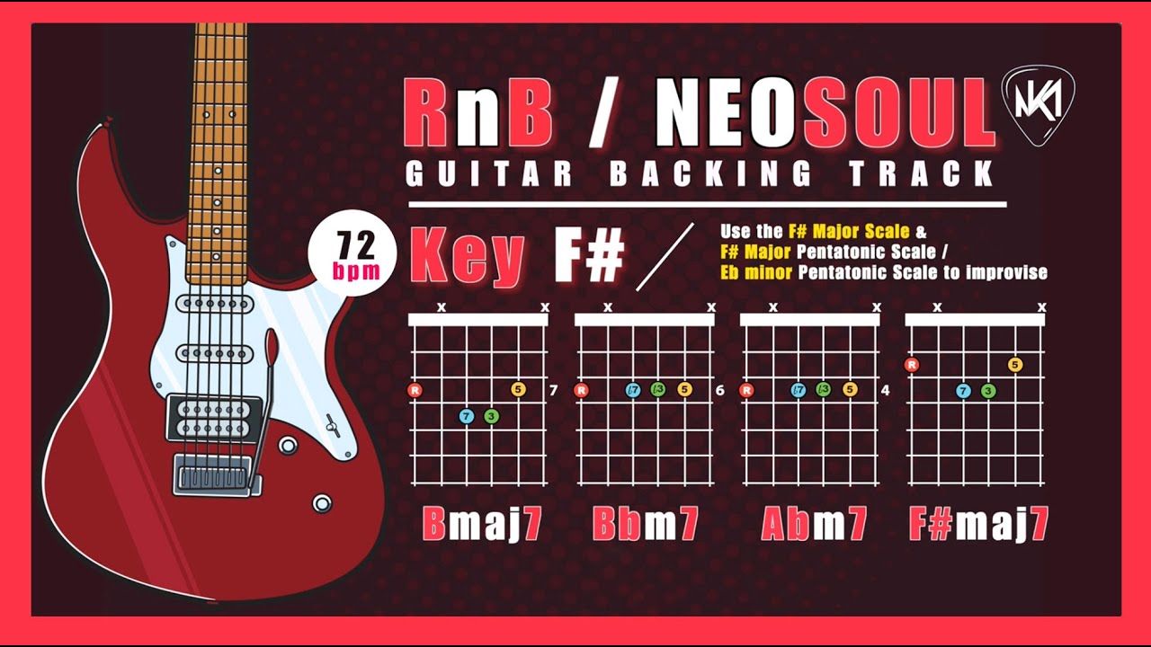 RnB / NEO SOUL GUITAR Backing Track in F# 🎸 72 BPM