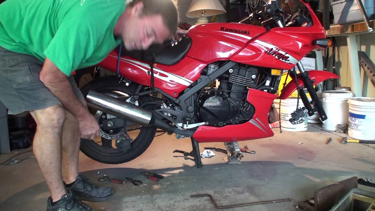 Removing Rear Tire off Ninja 500 R Motorcycle