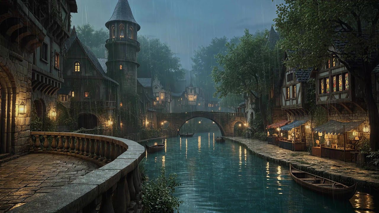 Sleep Relaxation with Rain Thunder in Cozy Medieval Castle - Perfect Rain for Sleeping
