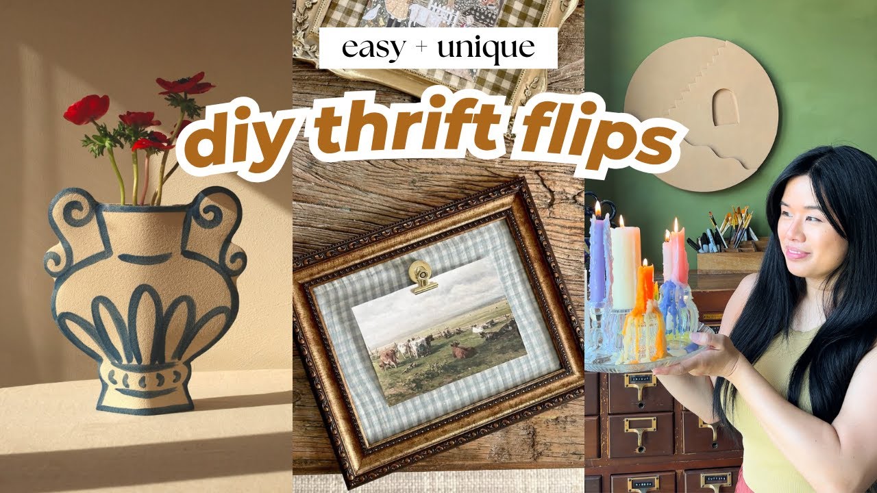 BASIC TO UNIQUE THRIFT FLIPS *the last diys in my apartment* 🍂 | fall candle plate, 2D paper vase
