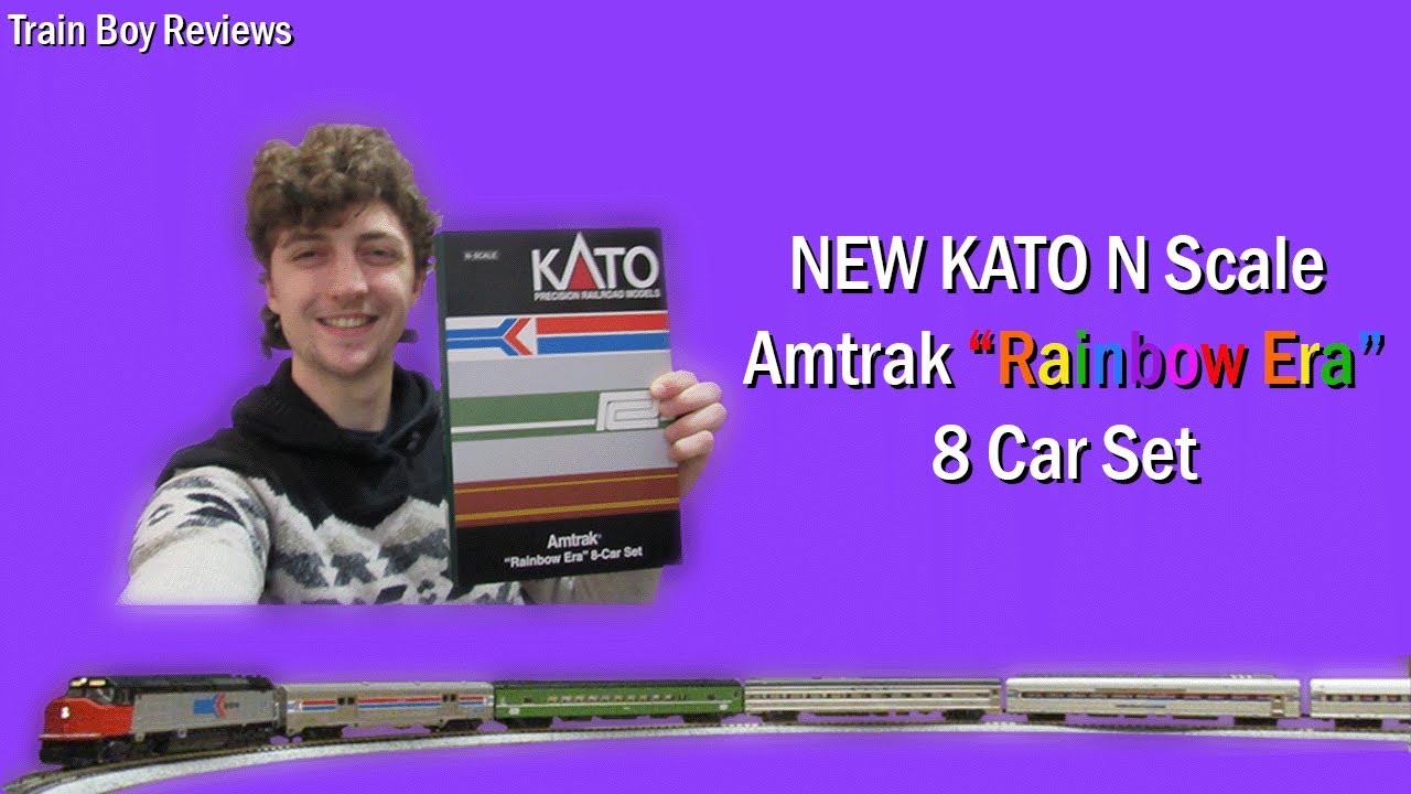 Train Boy Reviews : NEW N Scale KATO Amtrak Rainbow Era 8 Car Set!