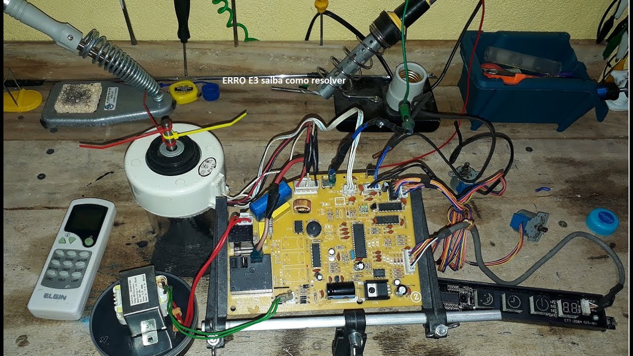 erro E3 elgin, conserto de placas de ar condicionado split vídeo aula passo a passo