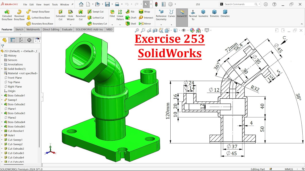 SolidWorks Tutorial For Beginners-Exercise 253