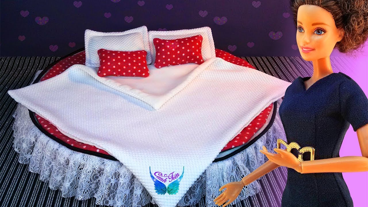 Cách làm GIƯỜNG NGỦ cho Búp Bê bằng giấy ĐƠN GIẢN | chị Cánh Tiên - Giường Ngủ tròn Búp bê