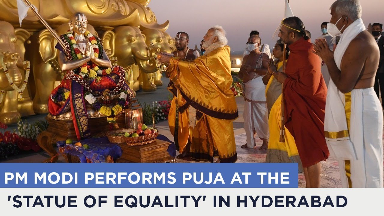 PM Modi performs puja at the 'Statue of Equality' in Hyderabad