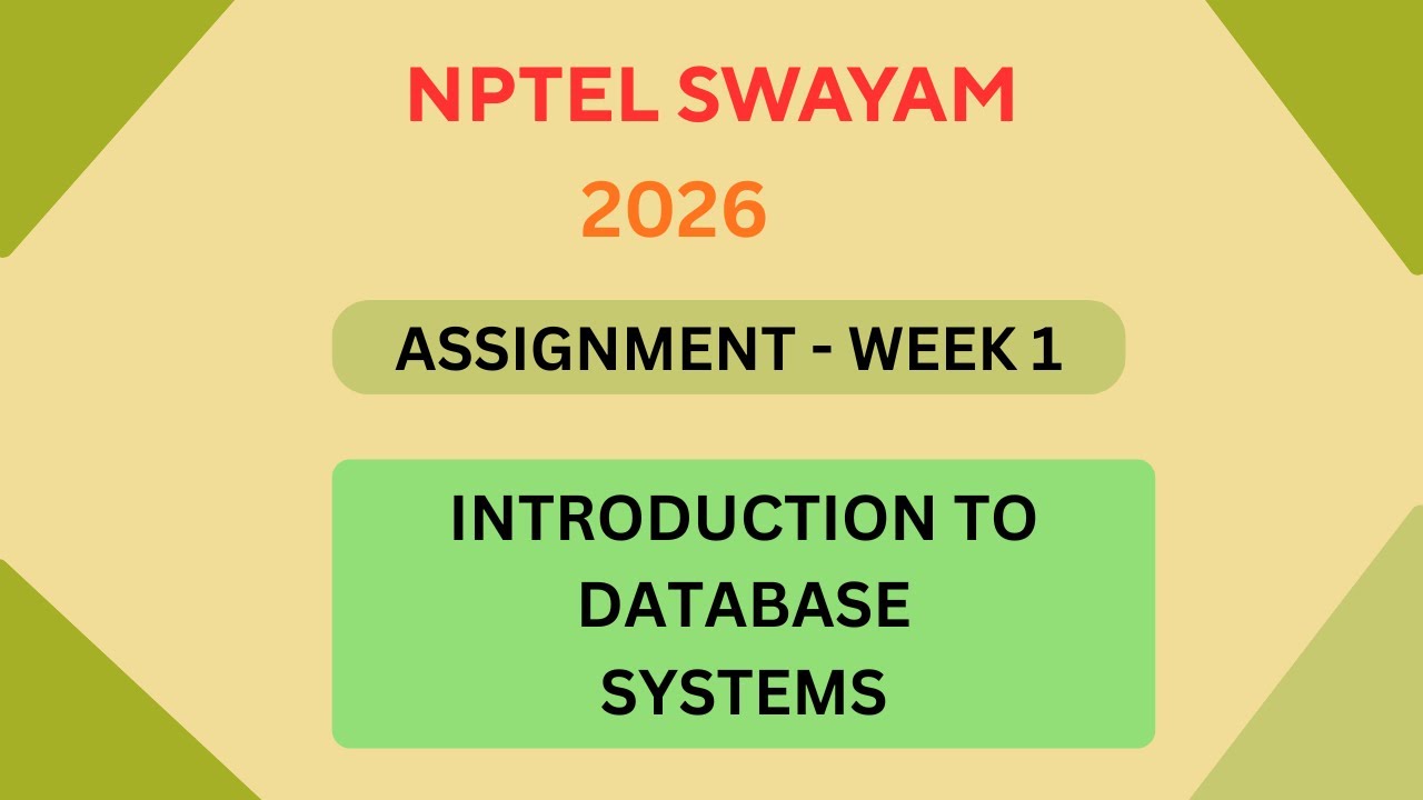 NPTEL Introduction to database systems ASSIGNMENT 1 ANSWERS | Week 1 | JAN 2026 #nptel#swayamsolver