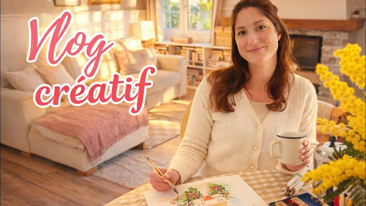 Vlog Une journée créative et cosy à la maison 🌿 aquarelle, carnet de lecture & cosy stickers 