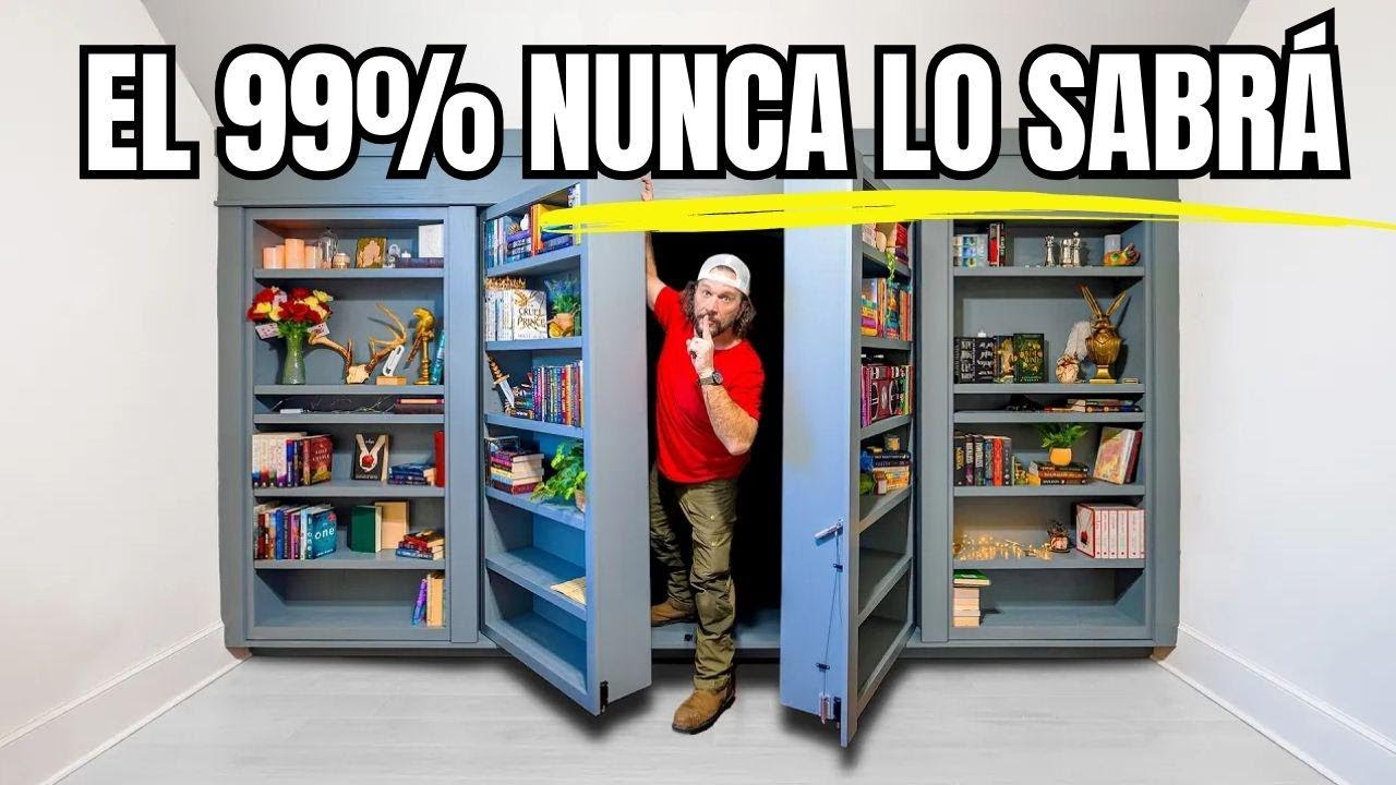 Construye ingeniosa estantería para esconder su mini oficina