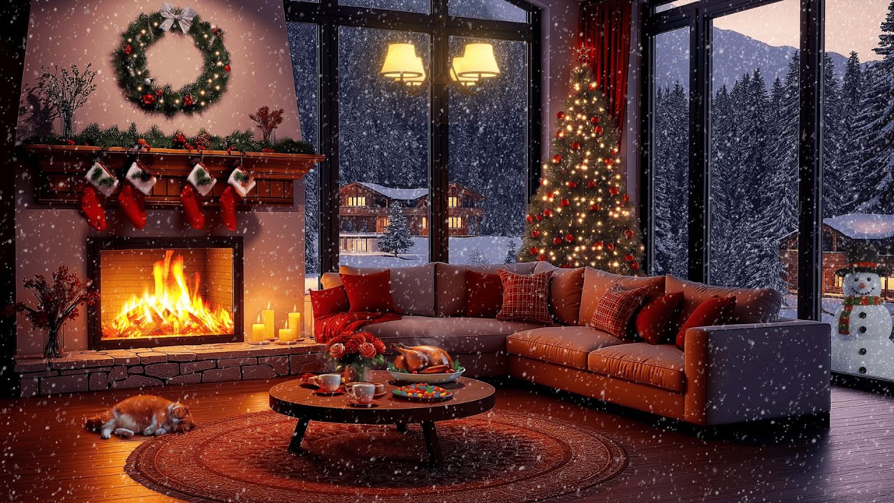 Relaxing Winter Jazz Music with Fireplace Ambience | Gentle Jazz for Work, Study & Relax