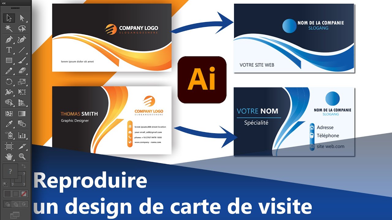 Comment reproduire un model de carte de visite sur Illustrator - Tuto Adobe Illustrator