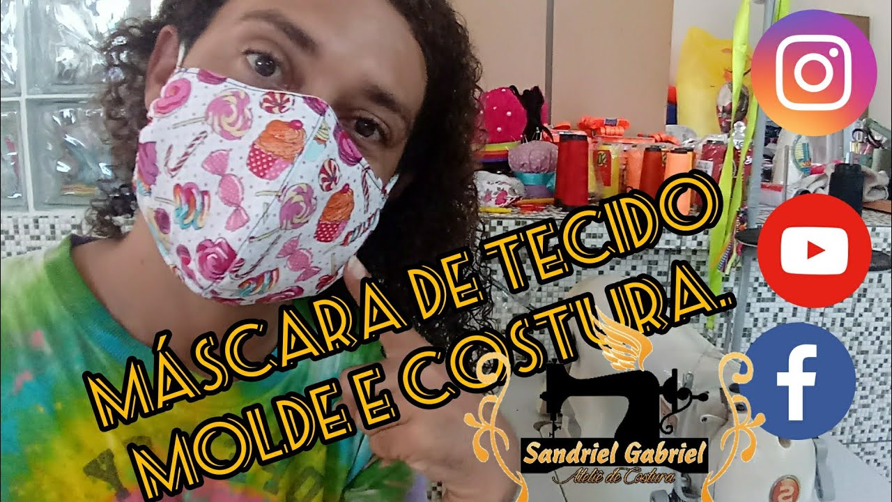 Máscara de tecido, Molde e Costura.