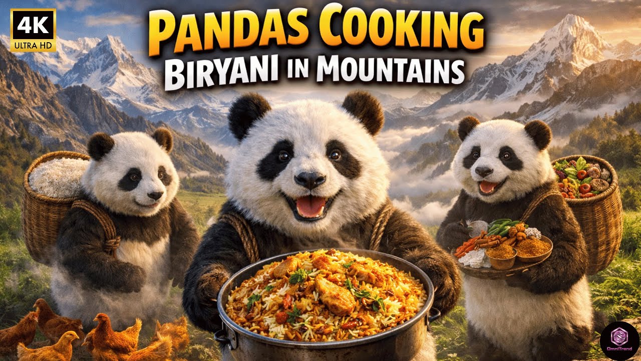 Cute Pandas Biryani Masters – Full Cooking Adventure! 🐼🍗 | Omni Trend