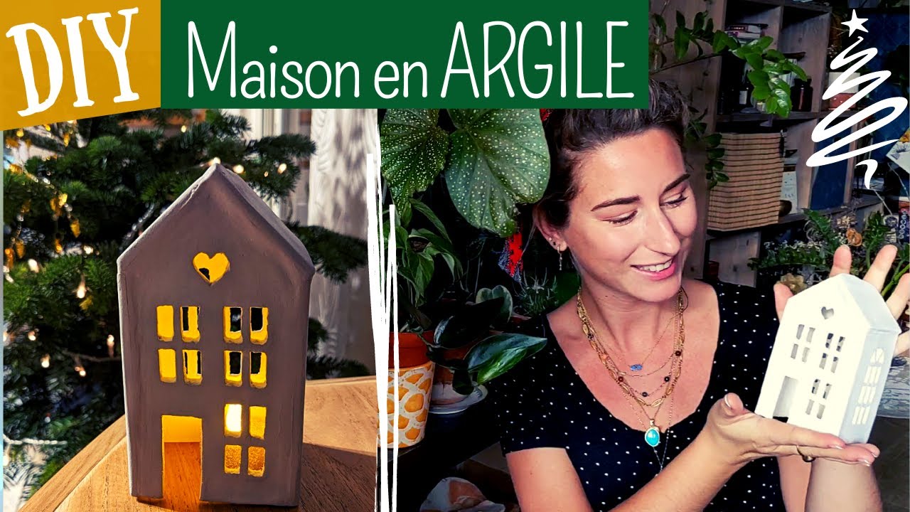 2ème Maison photophore Noël en argile, 2ème technique ! #airdryclay