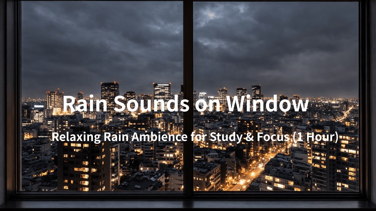 Rain Sounds on Window — Relaxing Rain Ambience for Study & Focus (1 Hour)
