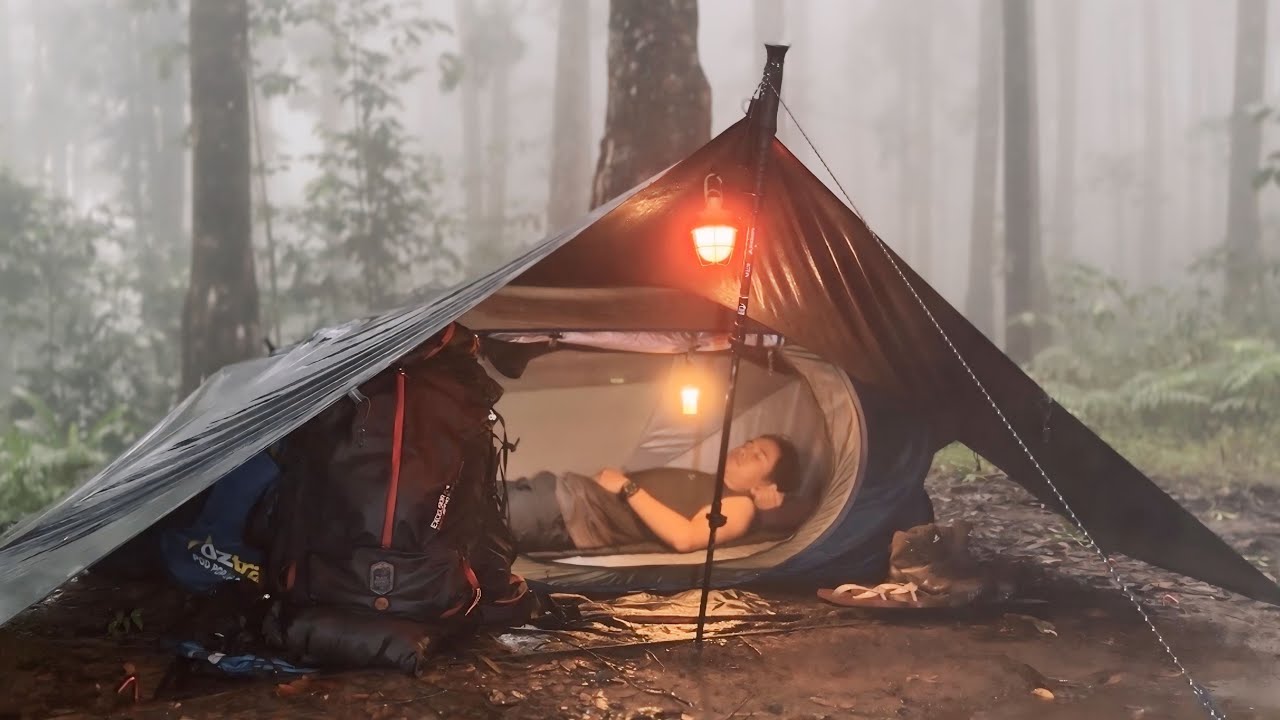 POP-UP TENT IN NONSTOP RAIN‼️ CAMPING IN LONG HEAVY RAIN‼️