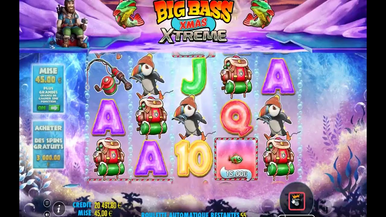 Partie 2 sur la machine &agrave; sous BIG BASS XMAS XTREME