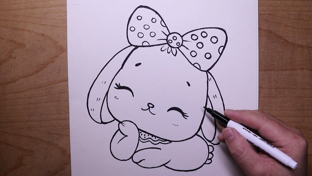Cute rabbit drawing for beginners | Beginner Cartoon drawing Tutorial (Step-by-Step)
