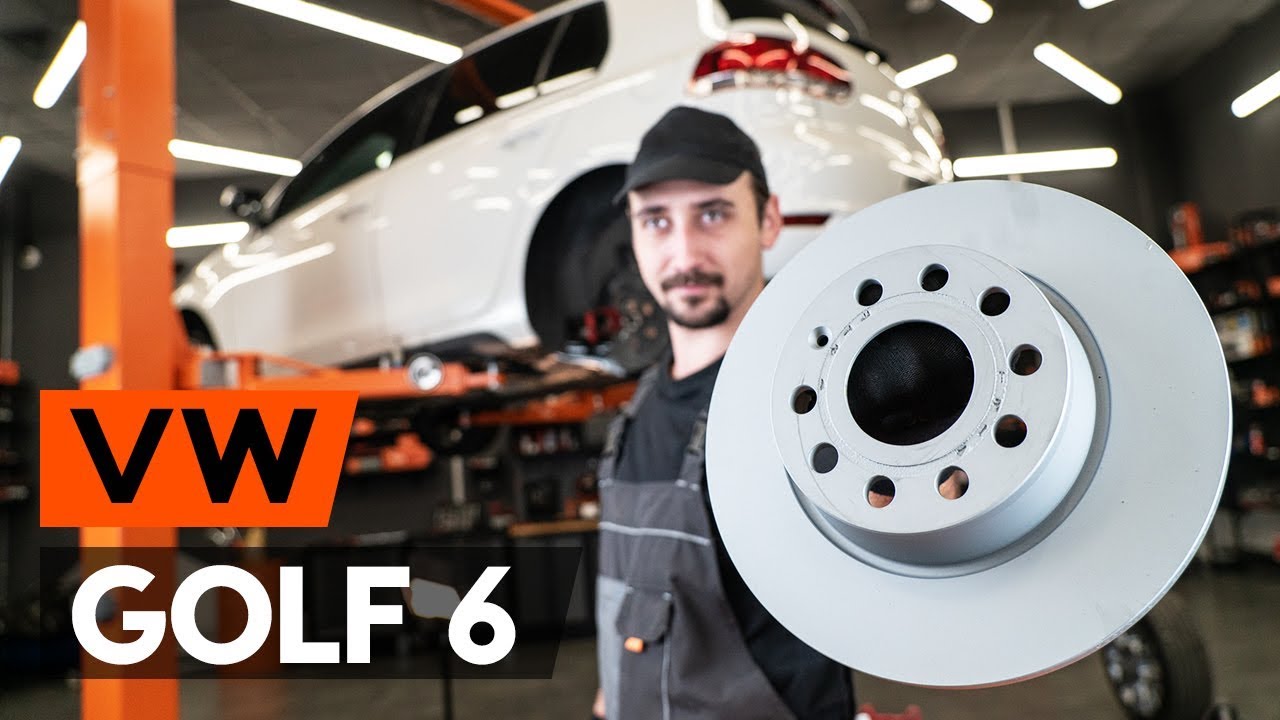 How to change rear brake discs / rear brake rotors on VW GOLF 6 (5K1) [TUTORIAL AUTODOC]