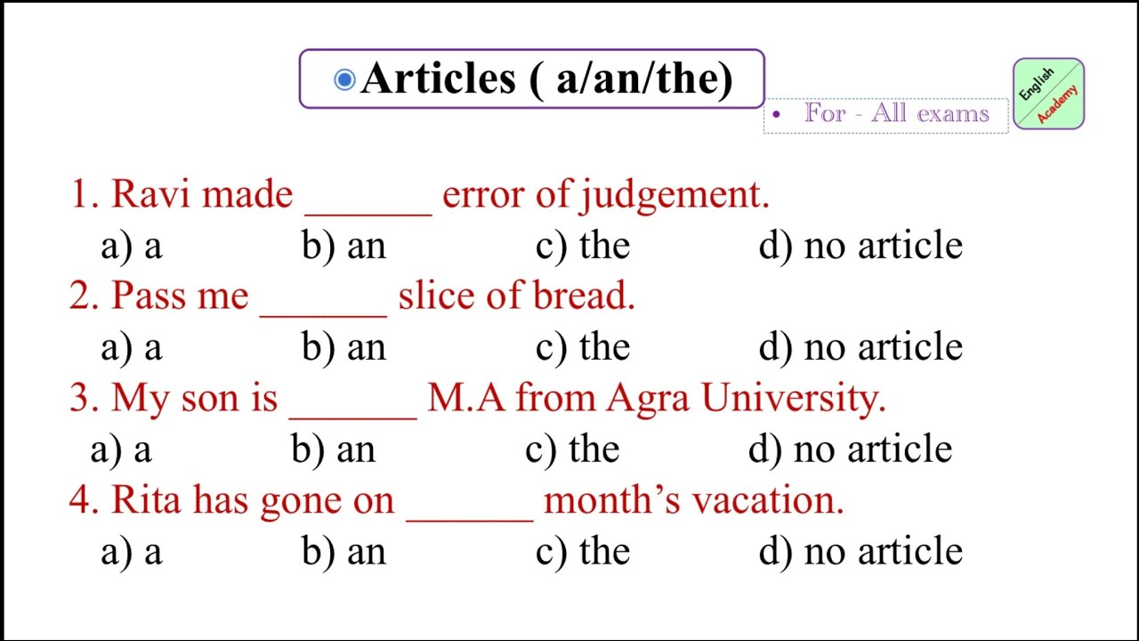 Article(A/An/The) practice set-9 #articles #advanveenglishacademy #ssc #mts #chsl #articles
